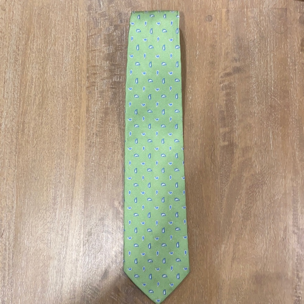 Brooks Brothers - Green with Blue and White Paisley Silk Tie